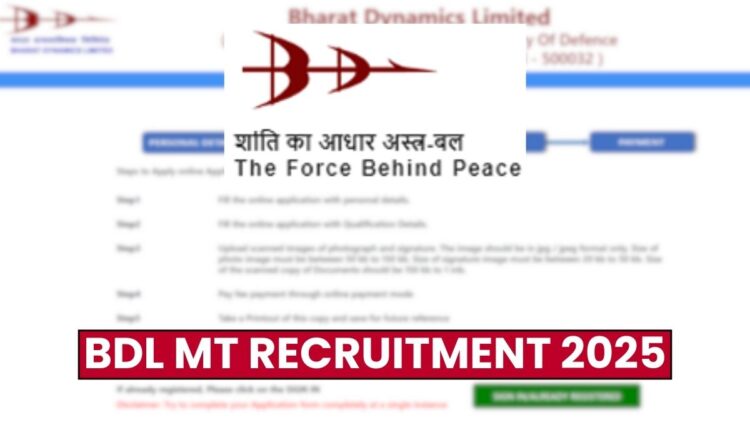 BDL MT Recruitment 2025 for 80 Posts, Eligibility Criteria, Apply Online, Last Date